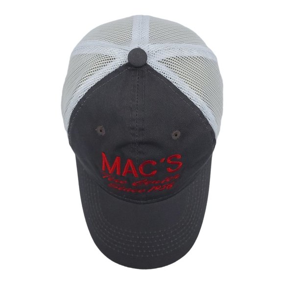 Outdoor Cap Macs Tire Center Mesh Strapback Cap Trucker Baseball Hat Gray Red - Picture 10 of 12